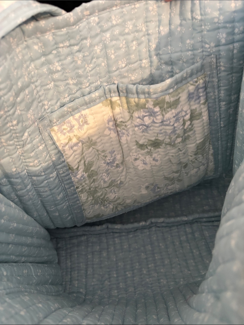 Laura Ashley Serene Dream Sage Quilted Floral Canvas Tote Bag - Picture 3 of 7